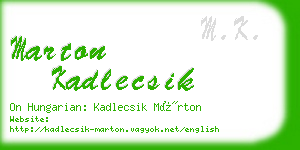 marton kadlecsik business card